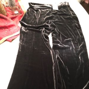 Zara Gray Velvet Wide Leg Pant